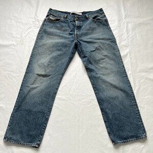 Diesel jeans straight leg size 38 38x30 button fly distressed denim 100% cotton